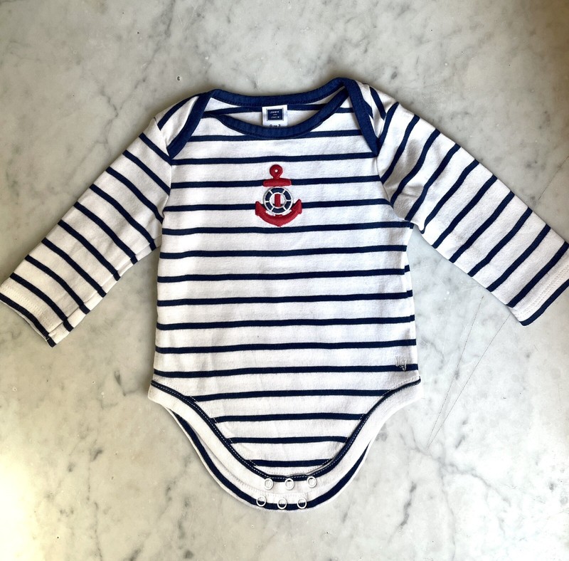 0-3M Janie and Jack Nautical Anchor  Bodysuit