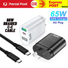 65W GaN Charger Type C PD USB QC 3.0 Fast Charging Wall Adapter for Universal AU