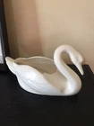 VTG Bauer Pottery Matte White Medium 9.5” Swan Planter Lovely!