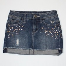 Justice Girl's Distressed and Embellished Jean Denim Skirt in size 6