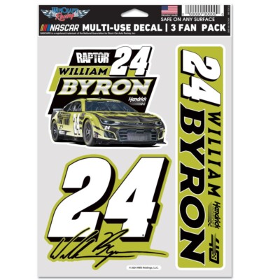 William Byron 2024 Wincraft #24 Raptor Multi Use Decal Sheet(3Pc)