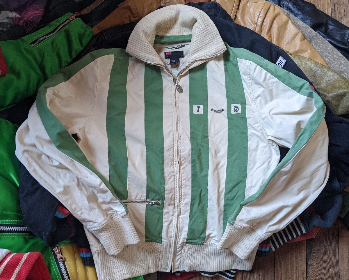 RaRe VinTagE DIESEL COTTON TRACK JACKET L Green White RaRe VinTagE DIESEL COTTON TRACK JACKET L Green White
