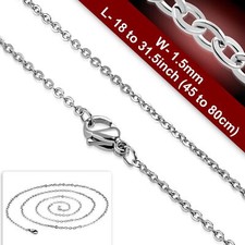1.5mm wide Oval Link Chain Necklace | non tarnish Stainless Steel choose length