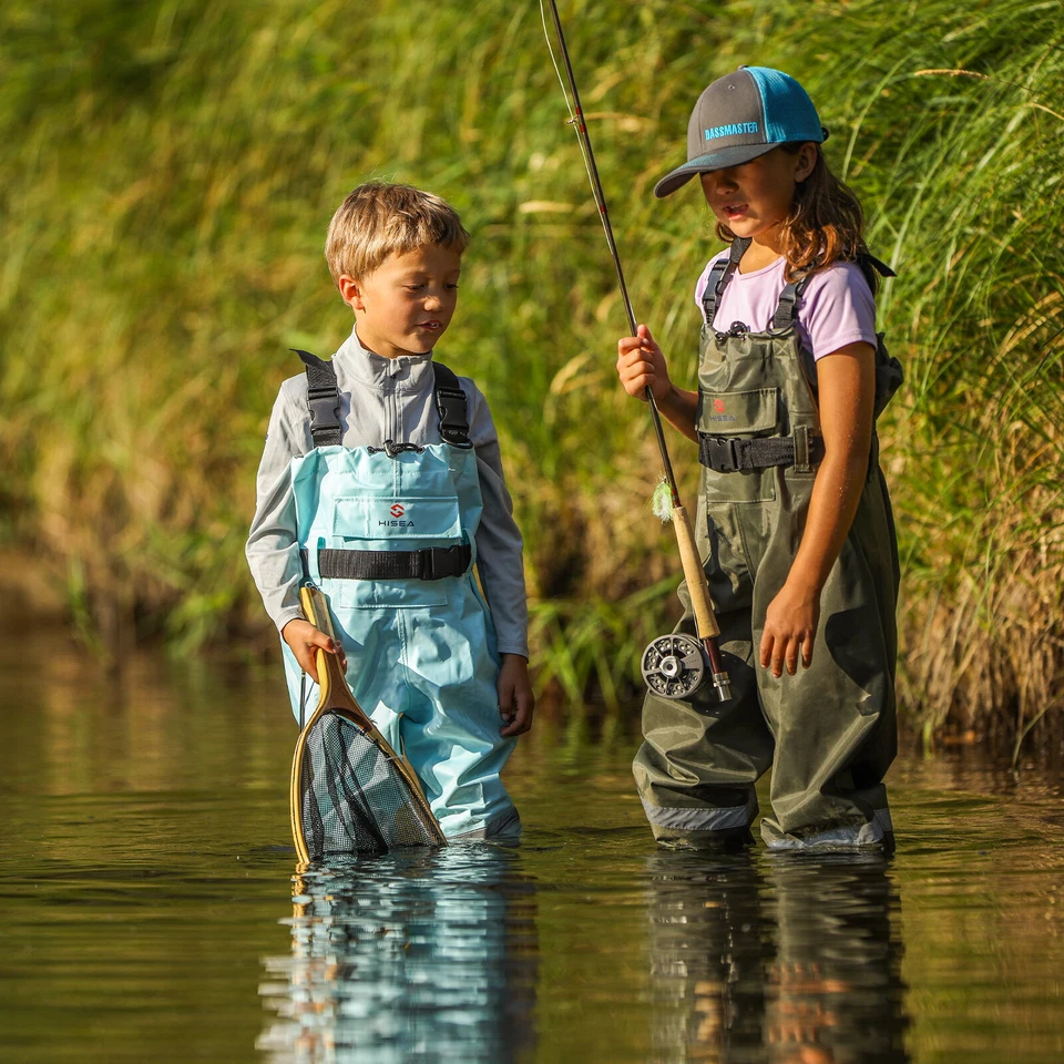 HISEA Kids Fishing Chest Waders Anti-Slip Bootfoot Nylon PVC Waterproof Hunting - Image 4 of 4