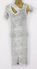 ALEXANDER MCQUEEN CROCO BODYCON DRESS WOMENS S OPTIC WHITE BLACK RRP £345 AD