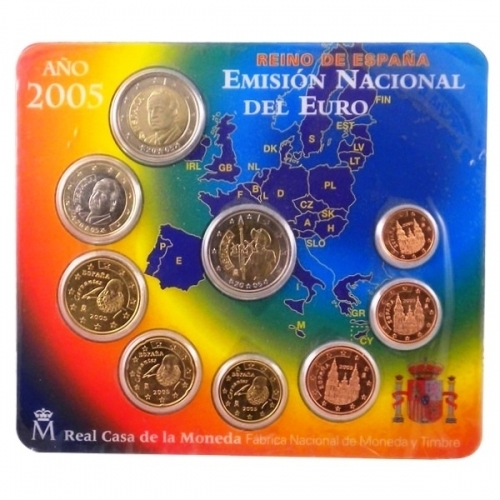 CARTERA OFICIAL ESPAÑA 2005 BU Spain 2005 coin set BU 2 euro QUIJOTE - Imagen 3 de 3