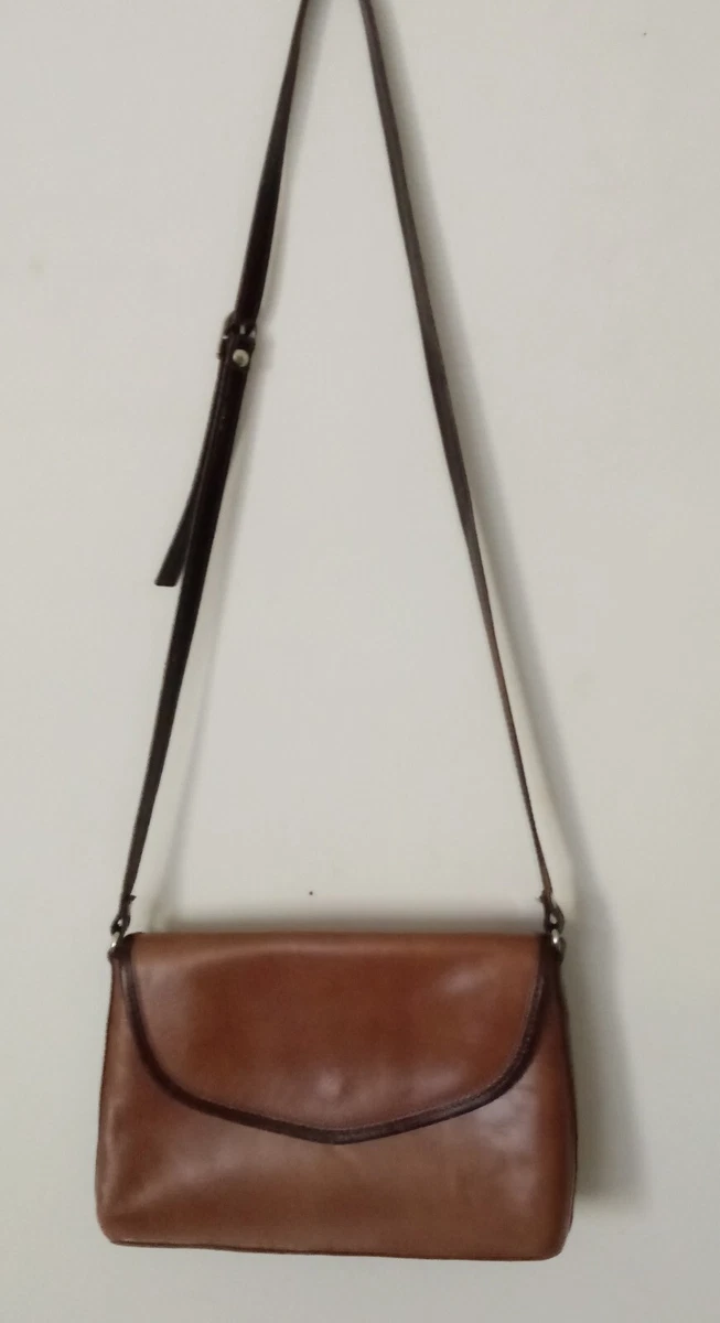 NEW Unused Vera Pelle Genuine Brown Leather Crossbody Saddle Bag Made in  Italy | eBay