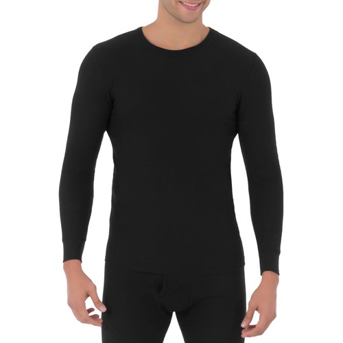 Fruit of The loom Men's Waffle Black Baselayer Crew Neck Thermal Top Size 2XL - Picture 2 of 3