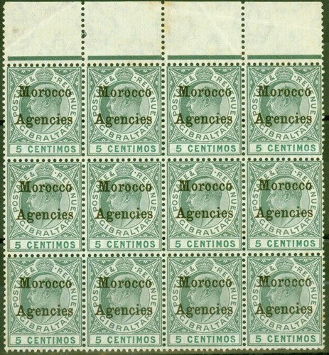 Morocco Agencies 1905 5c Grey-Green & green SG24 Good MNH Block of 12