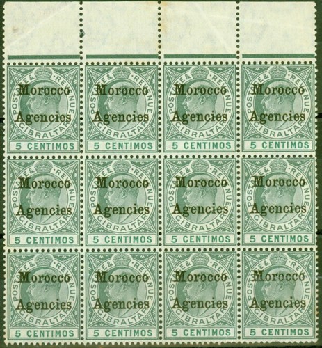 Marocco Agenzie 1905 5c Grigio-Verde & Verde SG24 Buono MNH Blocco Di 12 - Foto 1 di 1