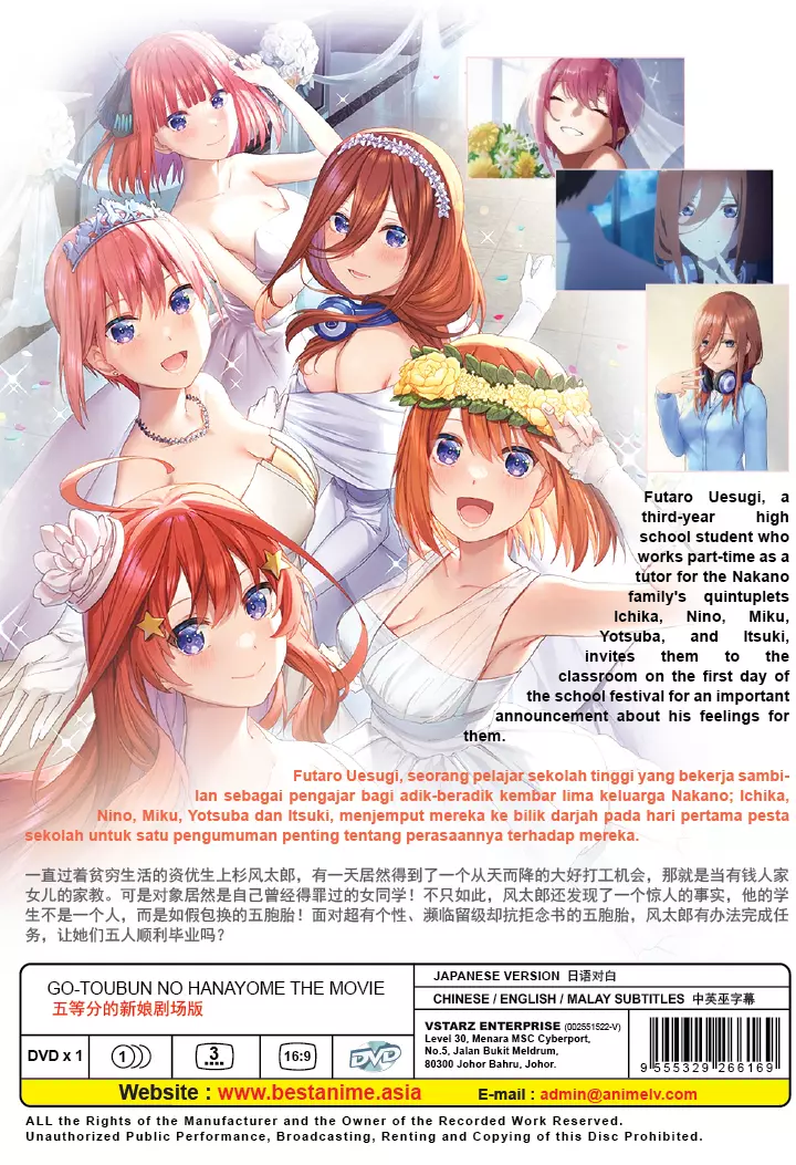 The Quintessential Quintuplets Go-Toubun no Hanayome 5 Equal Brides Ichika  Nino Miku Yotsuba Itsuki Nakano