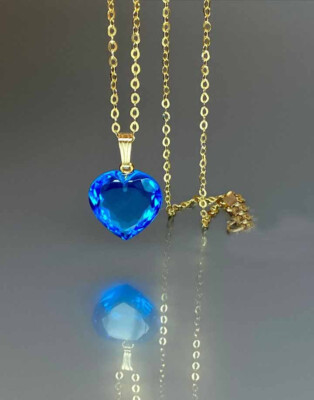 Swiss Blue Topaz Heart Necklace Small Blue Topaz Gemstone Handmade Silver Item
