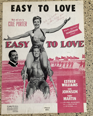 VINTAGE SHEET MUSIC EASY TO LOVE ESTHER WILLIAMS VAN JOHNSON COLE POERTER MARTIN