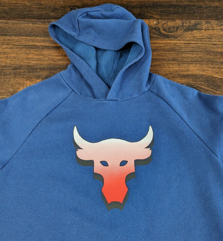 Under Armour Youth XL Project Rock Blue Fleece Hoodie Pullover Sweatshirt