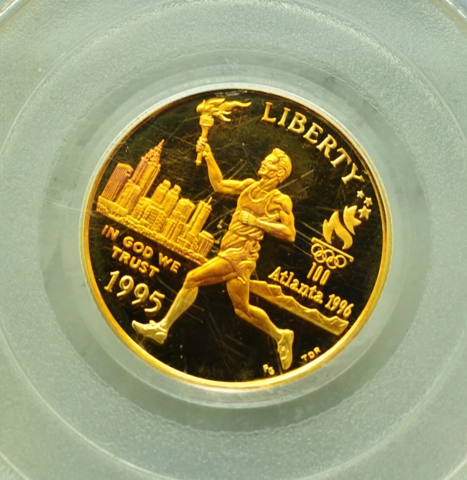1995-W Olympics Torch Runner Commemorative $5 Gold PCGS PR69 DCAM - Image 2 of 4