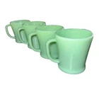 4 Vintage  FIRE KING Oven Ware JADEITE Green MUGs with  D Handle USA NICE