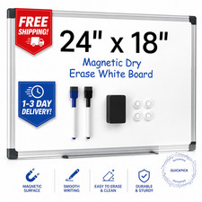 24" x 18" Magnetic Whiteboard for Wall Dry Erase Board with Silver Frame Hanging