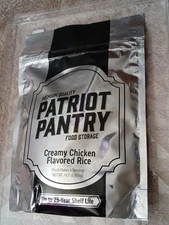 Patriot Pantry Creamy Chicken Flavored Rice 4 Servings. Up To 25 Yr Shelf Life 