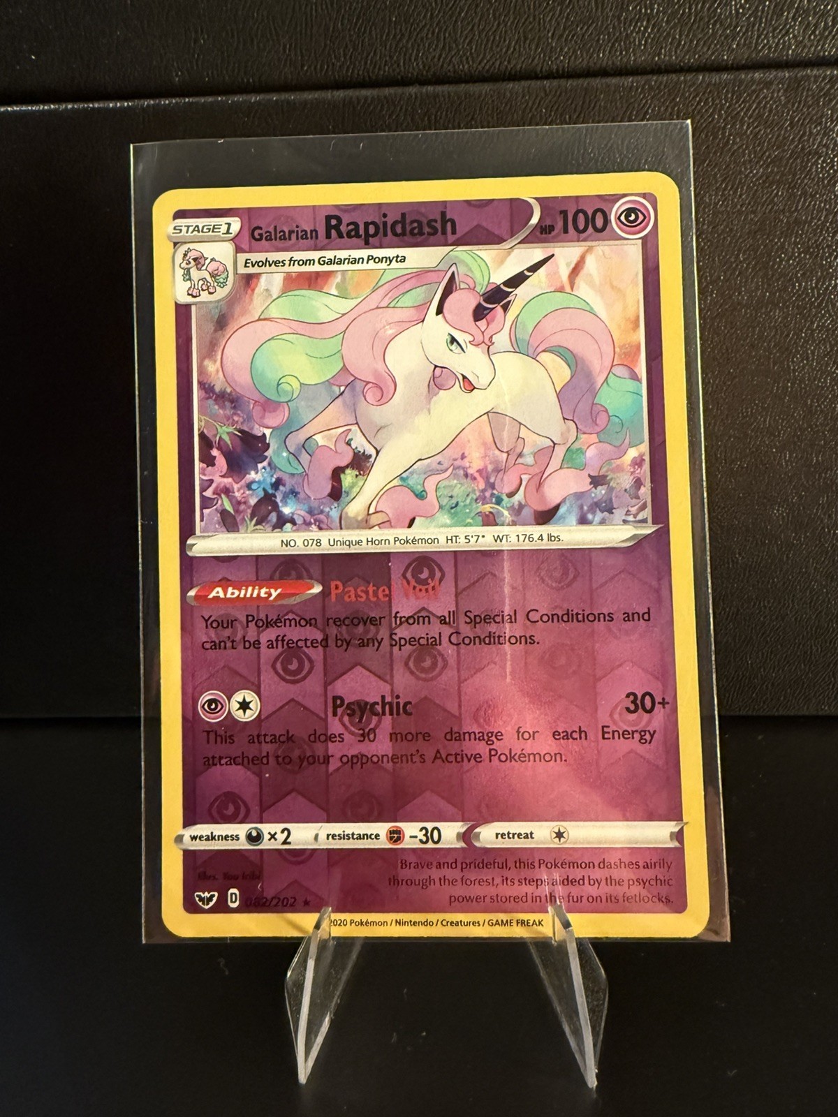 Galarian Rapidash 082/202 reverse holo Sword Shield pokemon TCG lightly played 