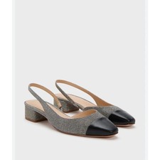 NEW Veronica Beard Cecile Silver Black Cap-Toe Slingback size 9