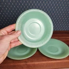 Fire-King Oven Glass Jadeite Green Jane Ray 5 3/4" Saucer Set Of 3
