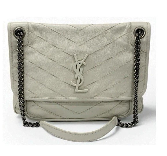 Saint Laurent Bag Shoulder Bag Ivory Silver Niki Medium Vintage Leather YSL