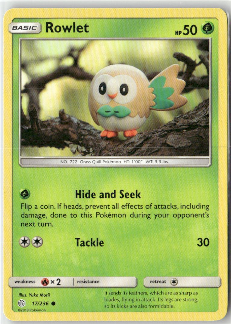 Rowlet 17/236 Common Cosmic Eclipse Pokemon Near Mint