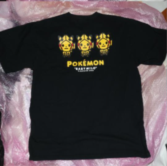 A Bathing Ape Bape Pokemon Baby Milo Pikachu T Shirt Cotton Black