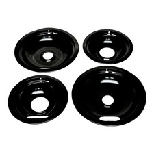 Range Stove Black Drip Pan Set 4 Pack for Whirlpool W10288051 2 Large 2 Small