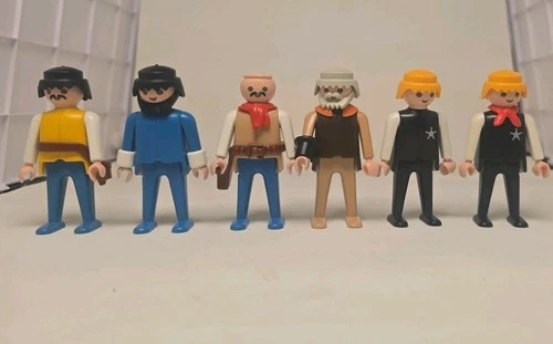 Lot Of 6 Playmobil Geobra Figures VTG Western Cowboy