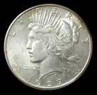 1927 S PEACE SILVER DOLLAR $1 AU COIN