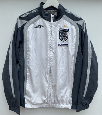 Vintage England Football Jacket Umbro White Grey Full Zip Boys XL XLB