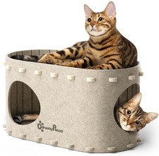 Cozy Cat House for Indoor Cats, Scratch-Resistant Foldable Bed Tunnel, 22 Lbs