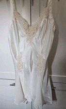 Vtg Victoria's Secret Slip Dress Chemise Sz L Ivory Lingerie 90s Coquette Bridal