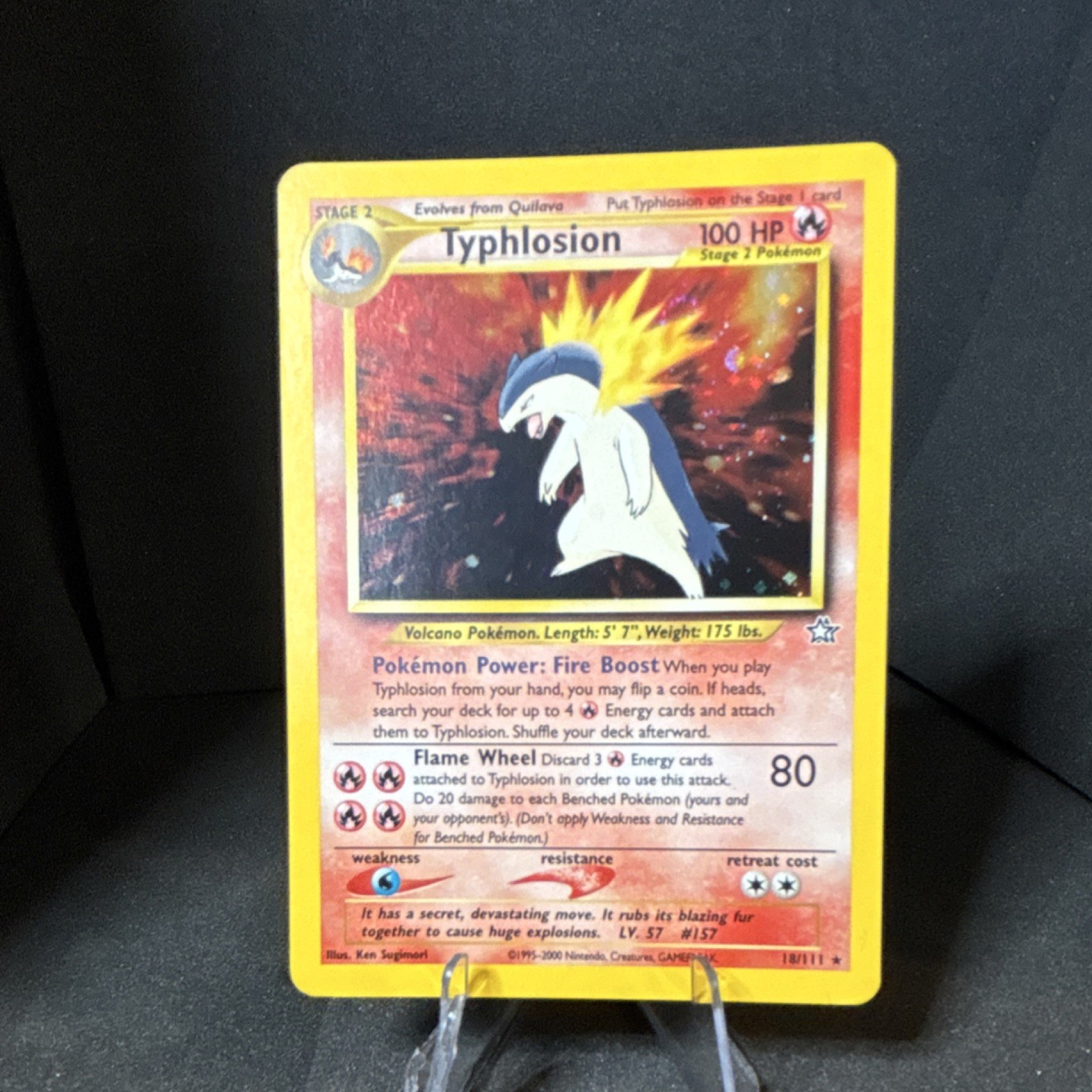 Pokémon Typhlosion Neo Genesis 18/111 100 HP Holo Rare Unlimited 2000 EN Stage 2