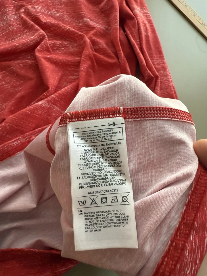 Camisa de voleibol Adidas Climalite jaspeada roja/blanca manga larga para mujer grande Foto 4 de 4