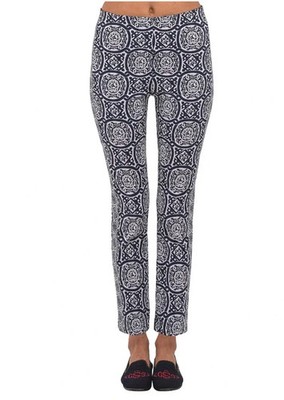 Gretchen Scott Women 2XS GripeLess Pull On Pant Sultan's Dining Room Navy White
