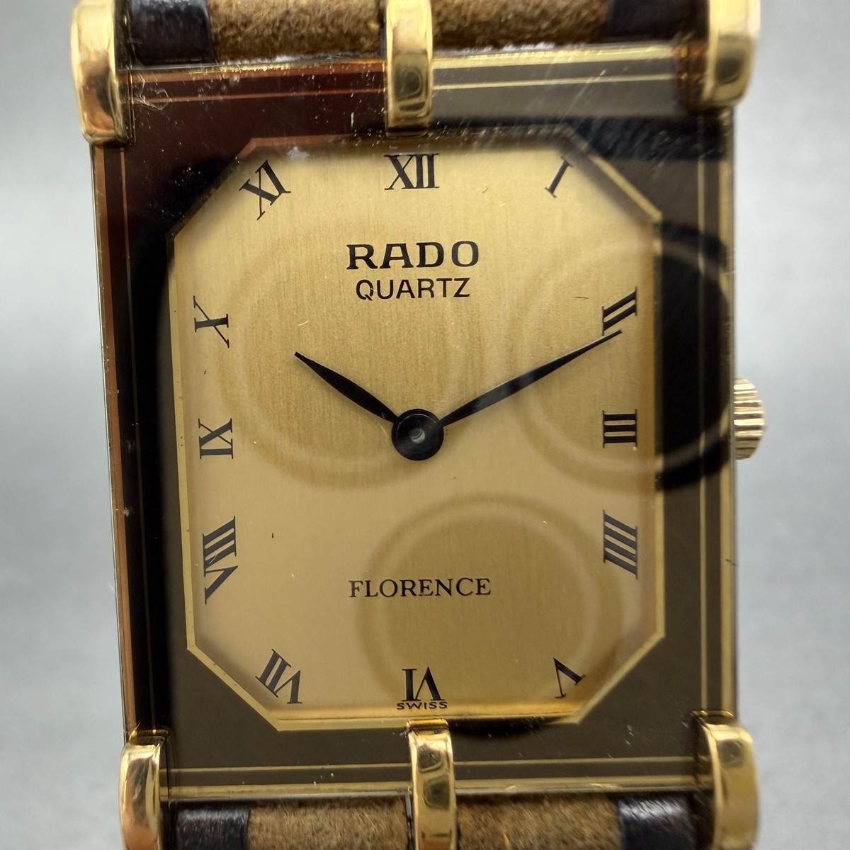 Rado Florence Tank Watch Women 22mm Gold Dial Gold Tone Rectangle