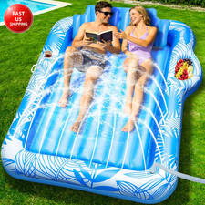 83" X 60" Inflatable Tanning Pool Lounger Float with Sprinkler, Extra Large Pool
