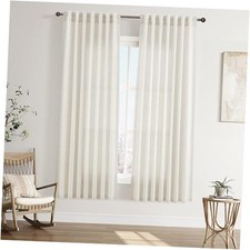 Back Tab Rod Pocket Linen Curtains 72 52"W x 72"L Pack of 2 Beige White