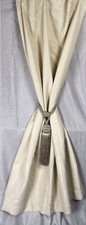Dunelm cream chenille dot design heavy lined curtains. 45"WX72"D.