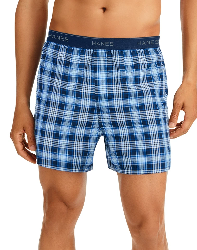 Hanes Men's Boxer Underwear, Moisture-Wicking, Plaids, 6-Pack
