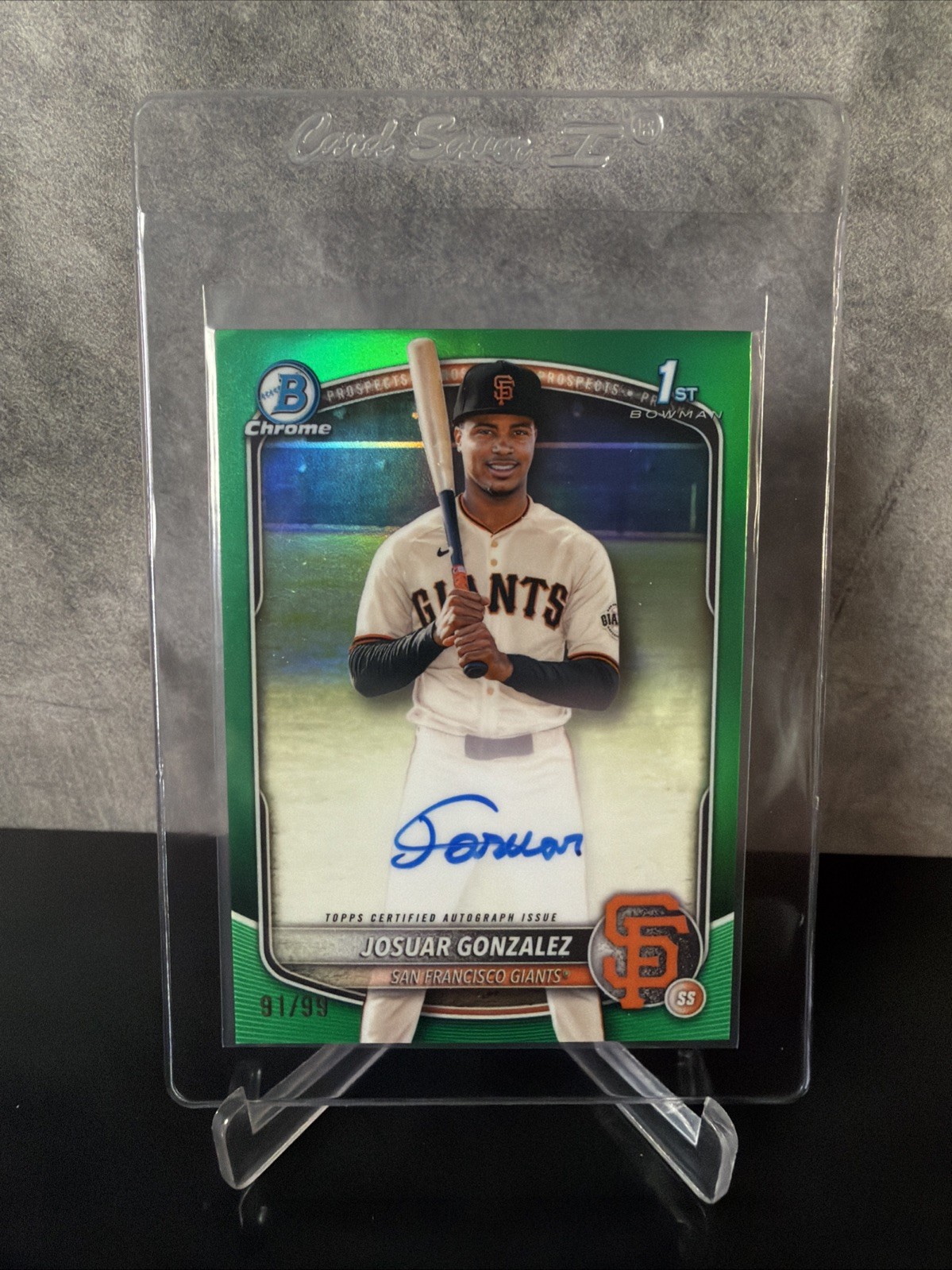 2025 Bowman Chrome 1st Prospect Auto True Green /99 - Josuar Gonzalez QUICK SH