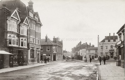 Epsom Surrey High Street Shops Architecture Spread Eagle Hotel Vtg. Photo 19thC.