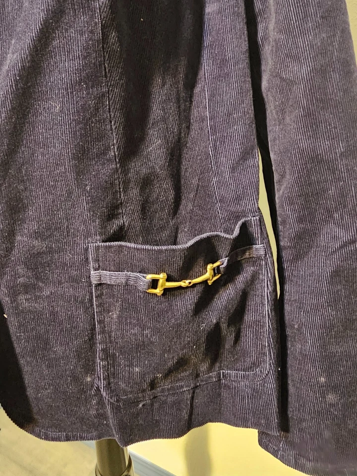 Chaqueta Blazer Talbots Mujer Azul Marino Pana Acentos Dorado Horsebit 2 Botones 16W Foto 2 de 4