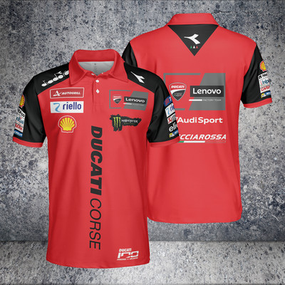 Custom Name - Men's Ducati Team 2026 Red Polo - All Size