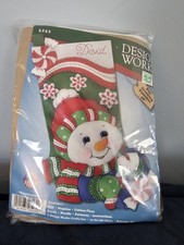 New Sealed Design Works Snowman Felt Christmas Stocking Kit 5252 18" Unopened