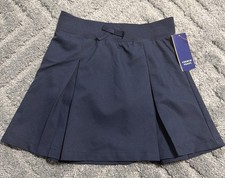 French Toast Girls sz 7 Blue Pleated Skort Bow Stretchy Skirt w/ Shorts