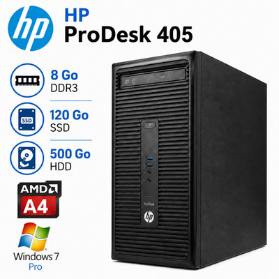 HP ProDesk 405 G1 MT AMD A4 8GB SSD 120GB HDD 500GB Windows 7 Pro