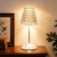 Cordless Table Lamp, Touch Control Crystal Desk Lamp with 3500mAh Battery, 3 ...